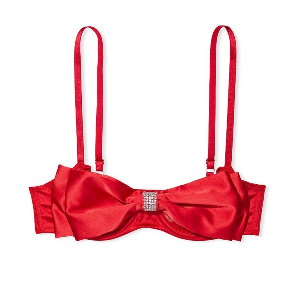 VS Red Bow Rhinestone Embellished Bra - Picture 4 of 9